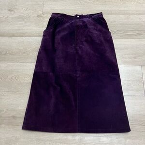 Vintage Abercrombie & Fitch Suede Leather Midi Skirt Size 8